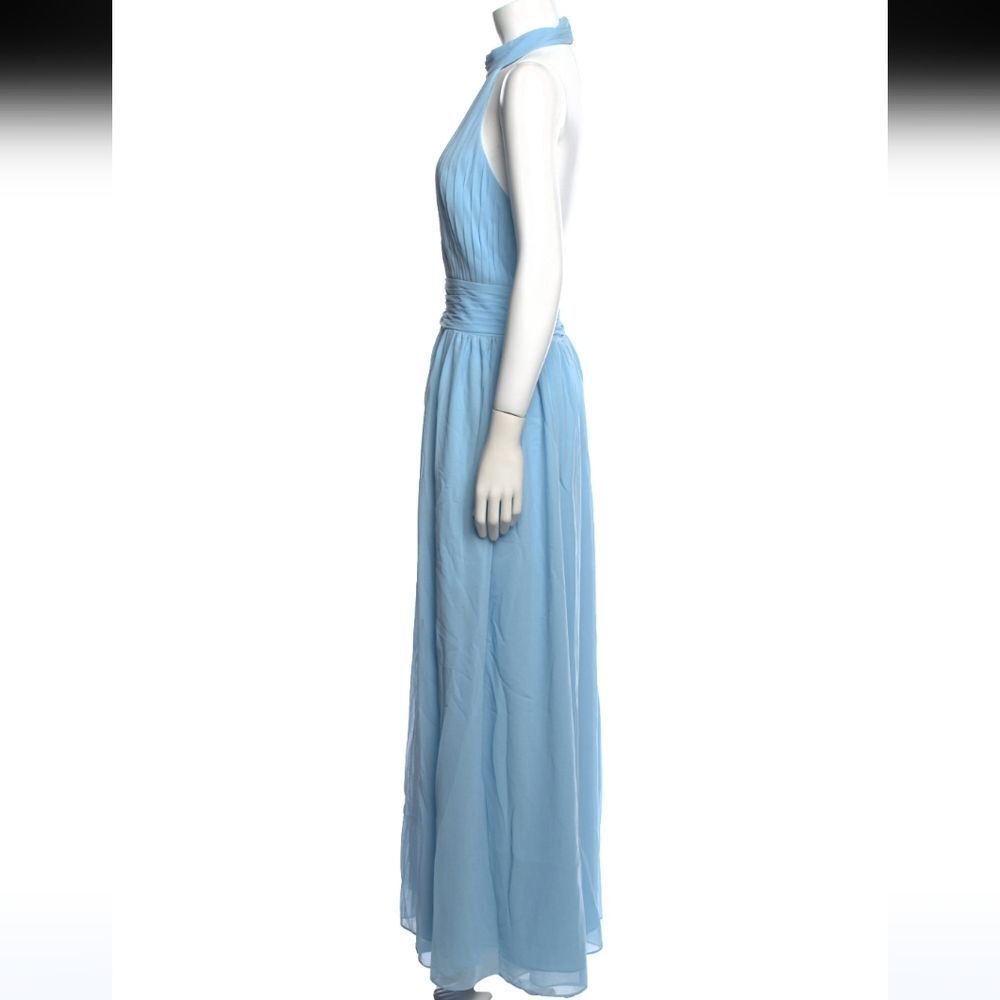 FAME & PARTNERS NWT light blue rusched maxi dress